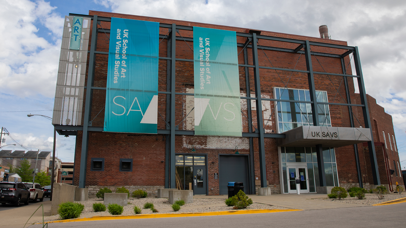 Main entrance of the School of Art and Visual Studies building.