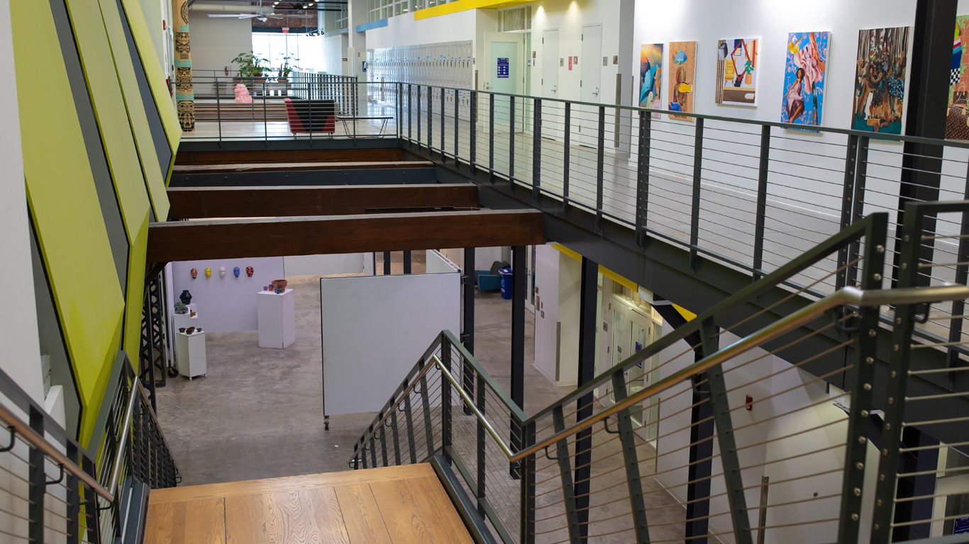 The Atrium Gallery space viewed from the top of the central staircase.
