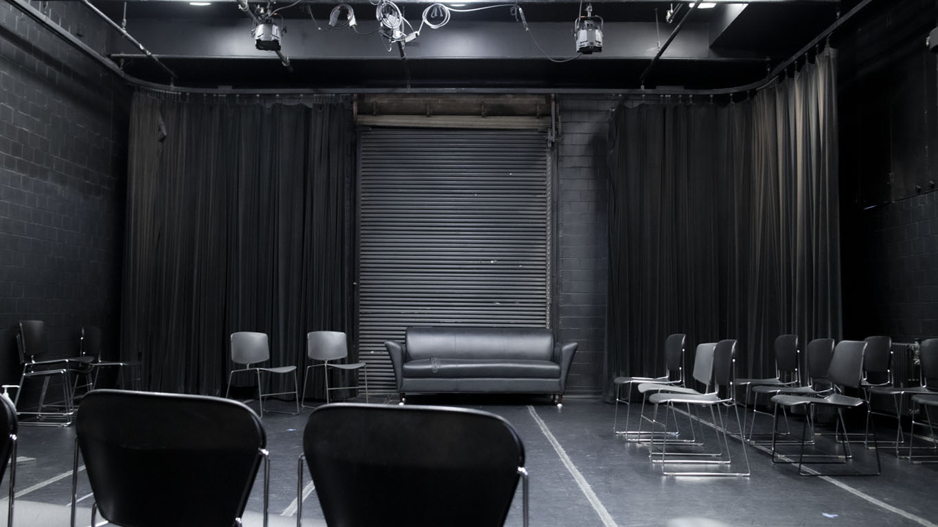 Interior of the Lucille C. Little Black Box Theatre studio.