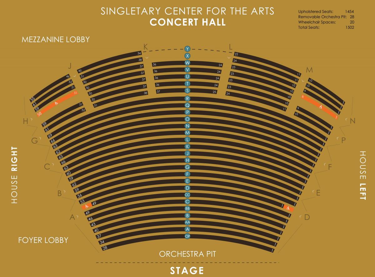 Singletary Center Concert Hall seating chart. Please contact the ticket offcie for assistance.