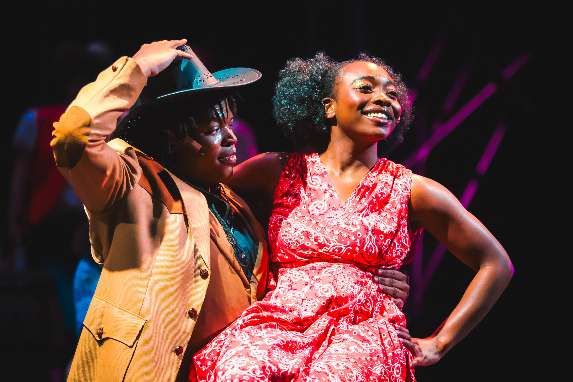 students on stage in Footloose production