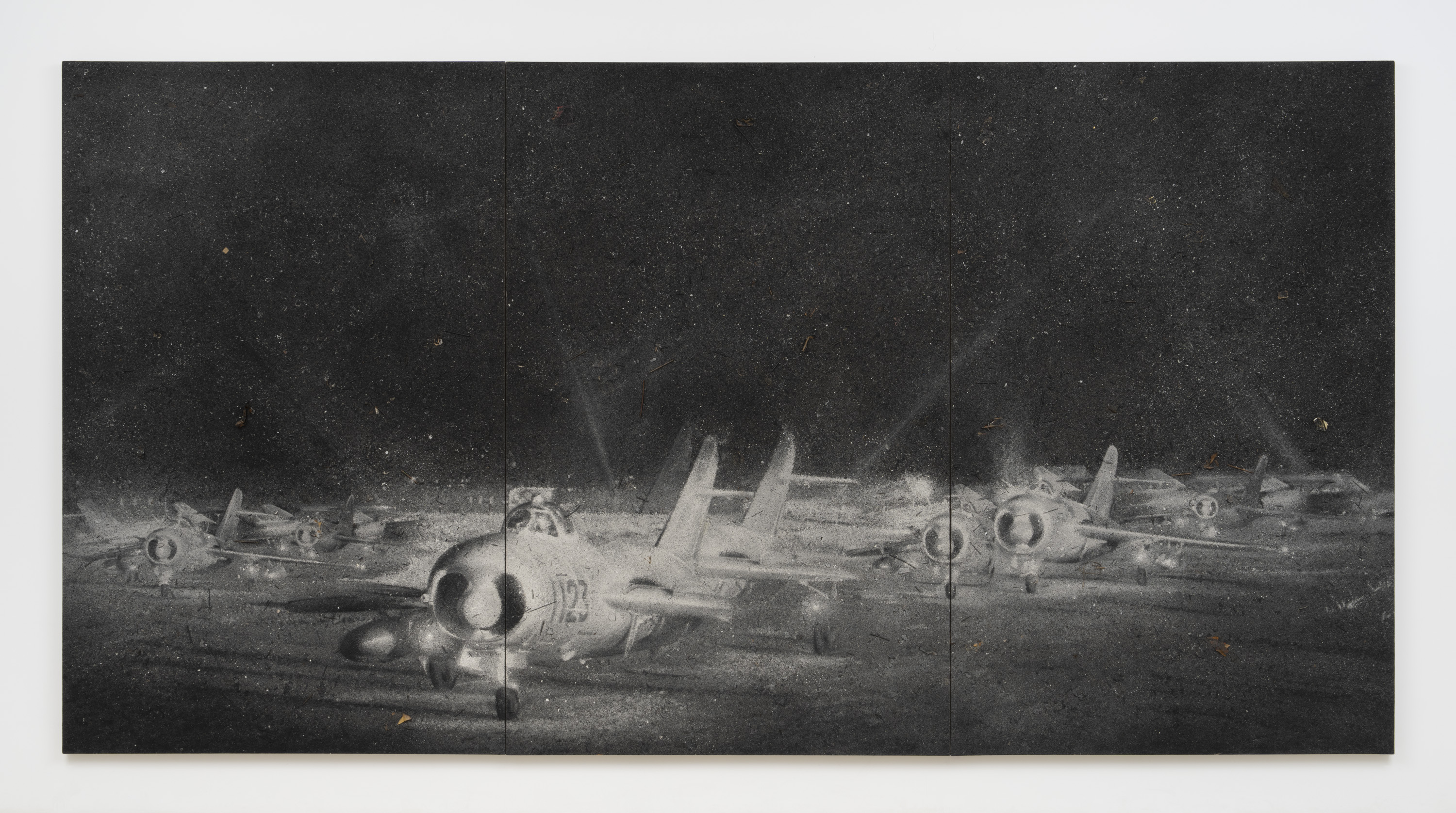 Zhang Huan, Night Voyage, 2010, ash on linen. Courtesy of Pace Gallery. 