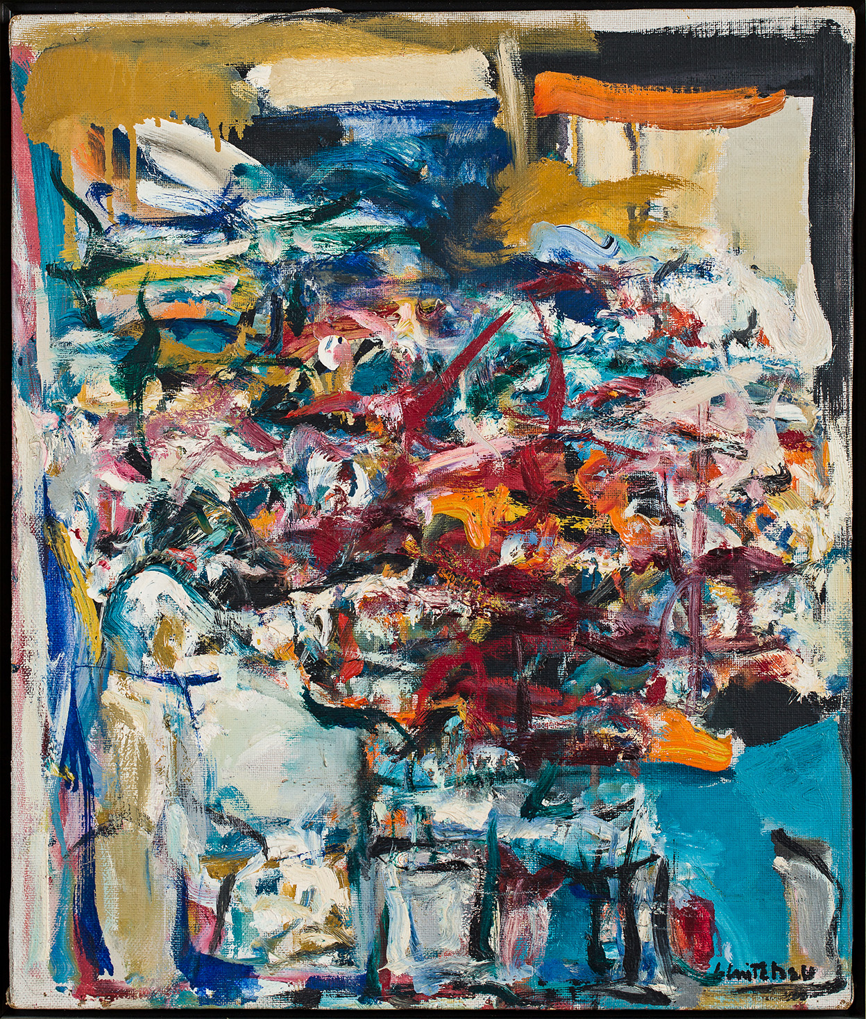 Joan Mitchell, Untitled, circa 1956, oil on canvas. Collection of the UK Art Museum, purchase: The National Endowment for the Arts, Patrons of the John Jacob Niles Benefit Concert and Friends of the Art Museum.