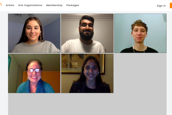 zoom screenshot of five talking heads