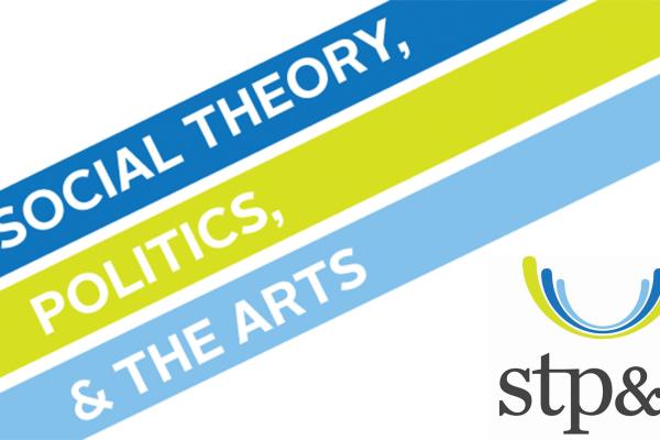 STP and A conference text treatment with green and blue stripes on a diagonal