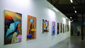 Art on gallery wall