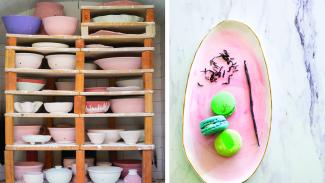 pottery on shelf