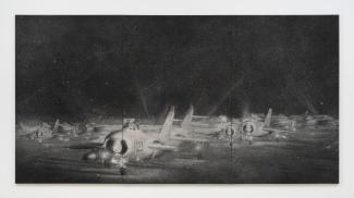 Zhang Huan, Night Voyage, 2010, ash on linen. Courtesy of Pace Gallery. 
