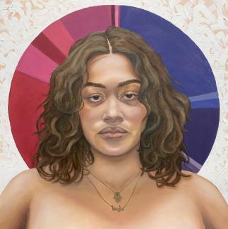 painting of woman staring ahead