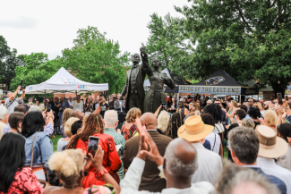 "Towards Freedom," a sculpture depicting abolitionists Lewis and Harriet Hayden, who were formerly enslaved in Lexington — was dedicated on North Limestone Street in Lexington on Juneteenth. Photo courtesy of VisitLEX.