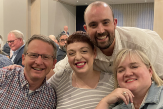 From left: UK graduates Travis Newton and Rebecca Ferrell, continuing Ph.D. student Josh Austin, and graduate Heather McDonald. Fourth graduate Tiffini Bowers and Toni Hobbs not pictured. Photo provided by Rachel Shane.