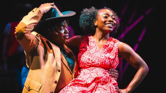 students on stage in Footloose production