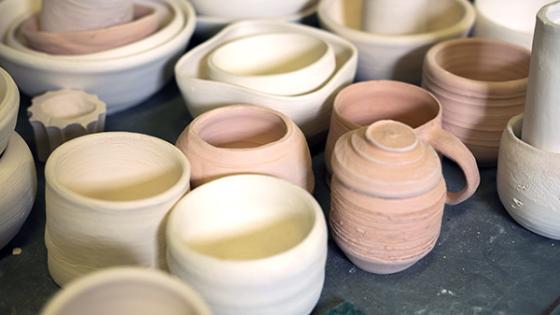 ceramic bowls on table