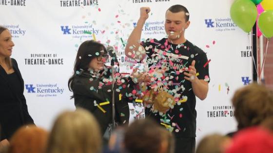 Department of Theatre and Dance graduating seniors popped balloons to reveal the six offerings in the department’s 2025-26 season.