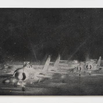 Zhang Huan, Night Voyage, 2010, ash on linen. Courtesy of Pace Gallery. 