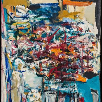 Joan Mitchell, Untitled, circa 1956, oil on canvas. Collection of the UK Art Museum, purchase: The National Endowment for the Arts, Patrons of the John Jacob Niles Benefit Concert and Friends of the Art Museum. 