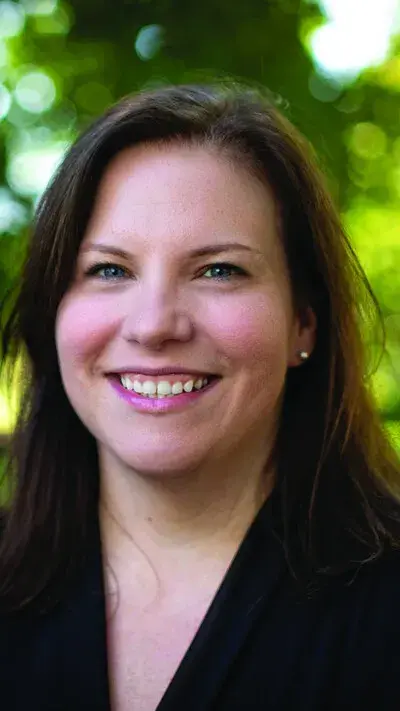Tracy Barber with tree in background